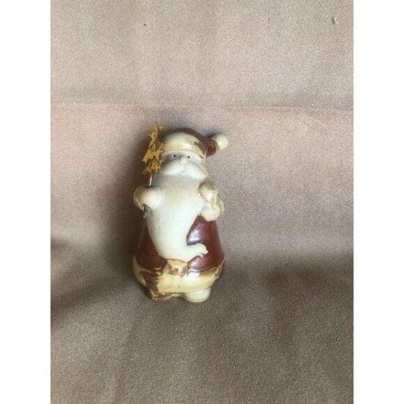 Small Folk Art Santa Ceramic Figure with Metal Tree - Picture 1 of 4